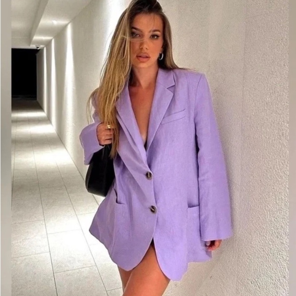 NWT ZARA LINEN OVERSIZED BLAZER